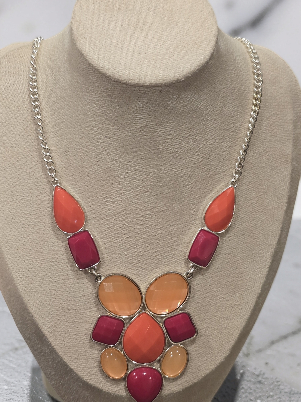 Avon Coral Peach Statement Bib Necklace